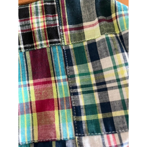 EXPRESSIONS NYC Small Madras Handbag Plaid Wood Handle Magnetic in EUC - Picture 2 of 8